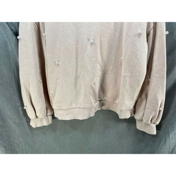 Zara Trafaluc Shirt Women Small Beige Pearls Beads Long Sleeve Pullover Ladies. - Picture 3 of 8